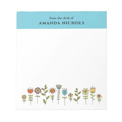 Doodle Flowers Notepad Template