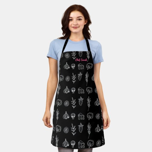 Doodle food cooking personalized foodie kitchen apron