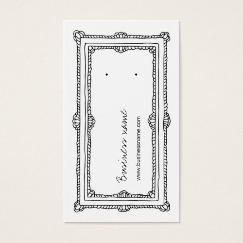 Doodle Frame White Vertical Earring Back Cards Business Card
