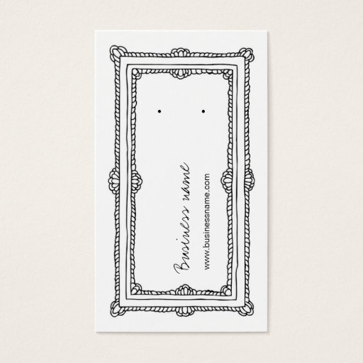Customizable Doodle Frame White Vertical Earring Back Cards Business Card