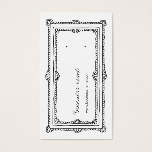 Doodle Frame White Vertical Earring Back Cards (Front)