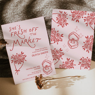 Doodle Fresh off the Market Bridal Shower Invitation