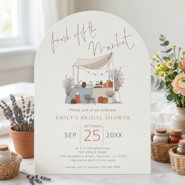 Doodle Fresh off the Market Sage Bridal Shower Invitation (Creator Uploaded)