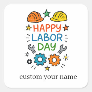 Doodle Fun Labor Day Square Sticker