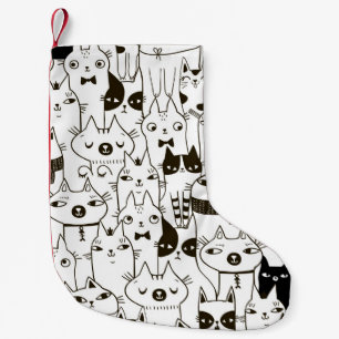 Doodle funny cats seamless pattern.  small christmas stocking