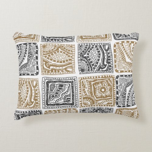 Doodle geometric vintage abstract pattern accent pillow