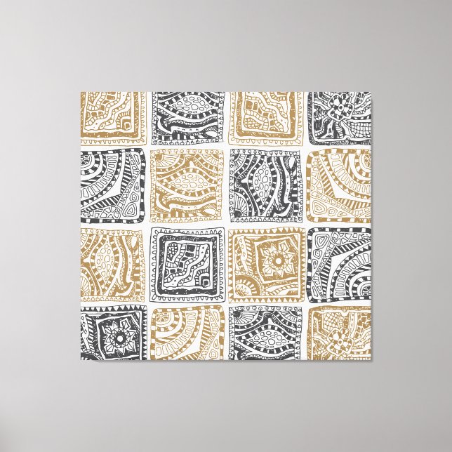 Doodle geometric, vintage abstract pattern. canvas print (Front)