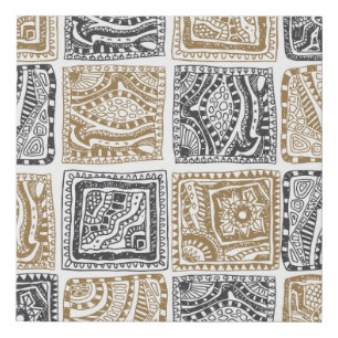 Doodle geometric, vintage abstract pattern. faux canvas print