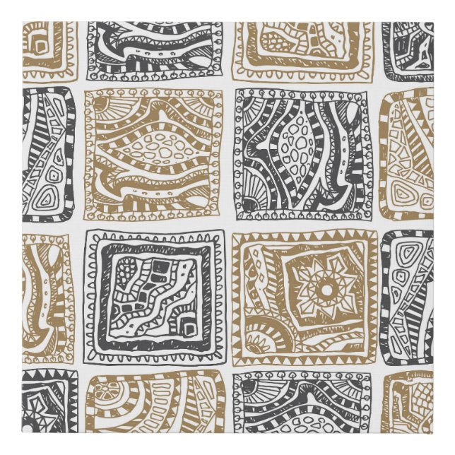 Doodle geometric, vintage abstract pattern. faux canvas print (Front)