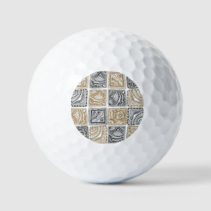 Doodle geometric, vintage abstract pattern. golf balls