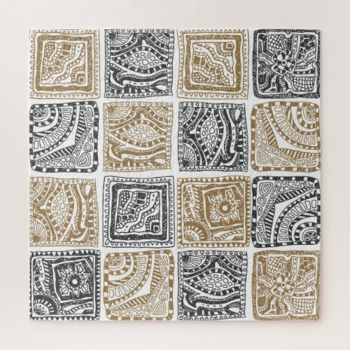 Doodle geometric vintage abstract pattern jigsaw puzzle