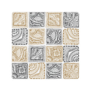 Doodle geometric, vintage abstract pattern. metal print