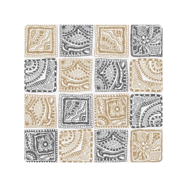 Doodle geometric, vintage abstract pattern. metal print (Front)
