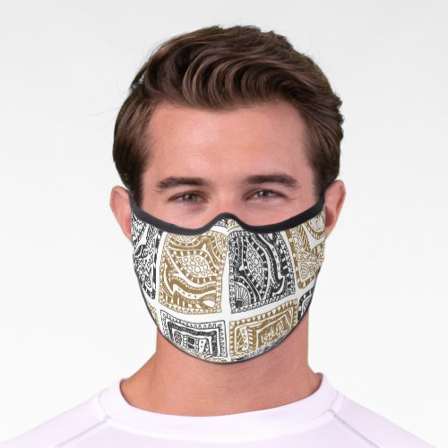 Doodle geometric vintage abstract pattern premium face mask
