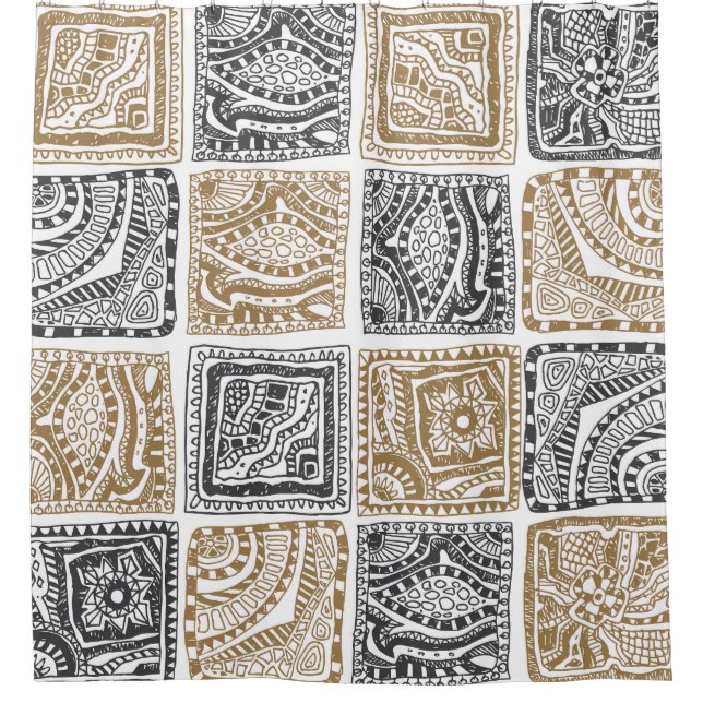 Doodle geometric, vintage abstract pattern. shower curtain (Front)