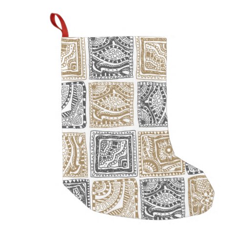 Doodle geometric vintage abstract pattern small christmas stocking