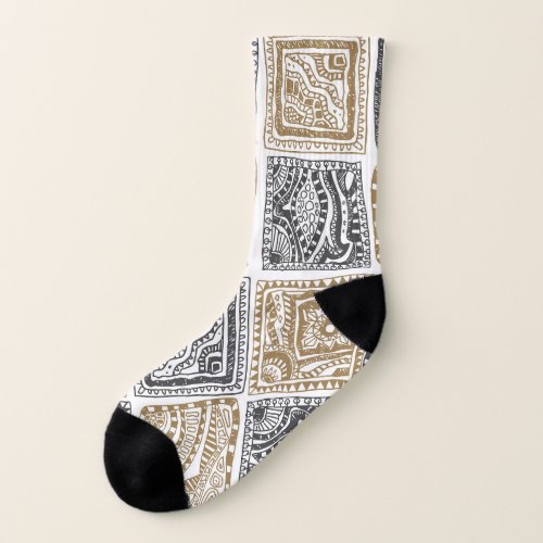 Doodle geometric vintage abstract pattern socks