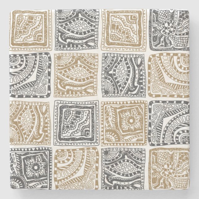 Doodle geometric, vintage abstract pattern. stone coaster (Front)