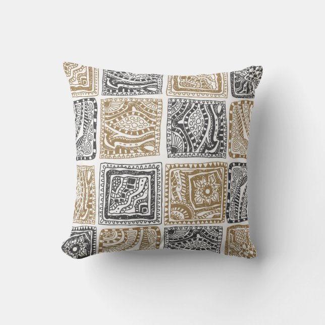 Doodle geometric, vintage abstract pattern. throw pillow (Front)