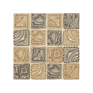 Doodle geometric, vintage abstract pattern. wood wall art