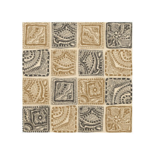 Doodle geometric, vintage abstract pattern. wood wall art