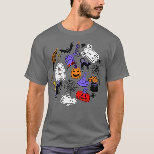 Doodle ghost halloween cat spider boo spirit great T_Shirt