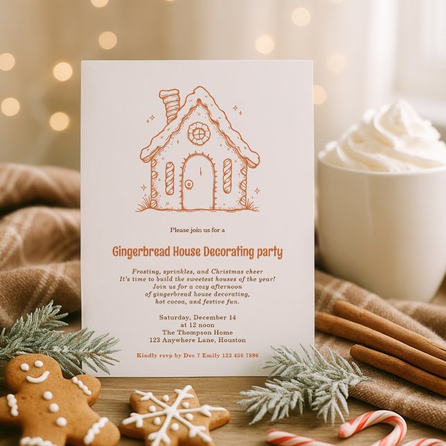 Doodle Gingerbread House Decorating Christmas Invitation (Creator Uploaded)