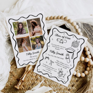 Doodle Graduation Announcement Girl 4 Photos  