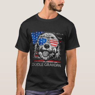 Doodle Grandpa Vintage American Flag Dog Funny Fat T-Shirt