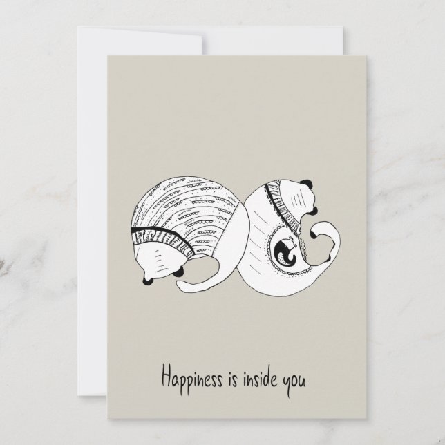 Doodle Gray Greeting Card Cats Family Pregnancy (Front)