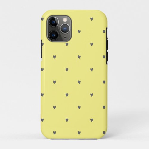 Doodle Grey Heart Pattern Yellow Custom Color Cute iPhone 11 Pro Case