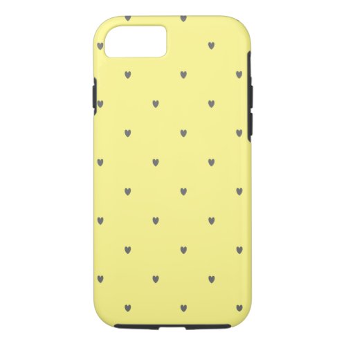 Doodle Grey Heart Pattern Yellow Custom Color Cute iPhone 87 Case