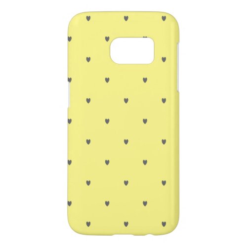 Doodle Grey Heart Pattern Yellow Custom Color Cute Samsung Galaxy S7 Case