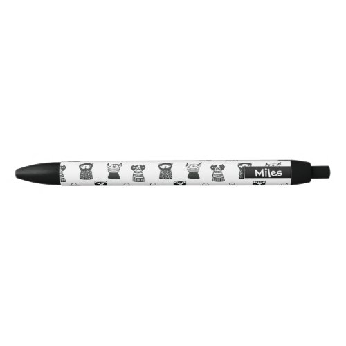 Doodle Grumpy Cats Black and White pattern Black Ink Pen