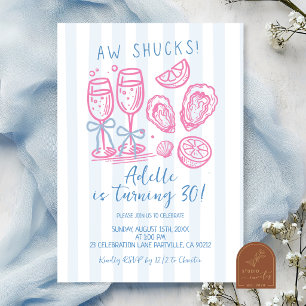 Doodle Hand Drawn Aww Shucks Oyster Birthday invit Invitation