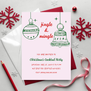 Doodle Hand drawn Red Green Christmas Party Invitation