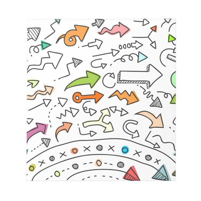 Doodle Hand Drawn Sketchy Arrow Pattern Notepad (Front)