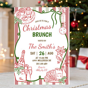 Doodle Handwritten Christmas Brunch Invitation