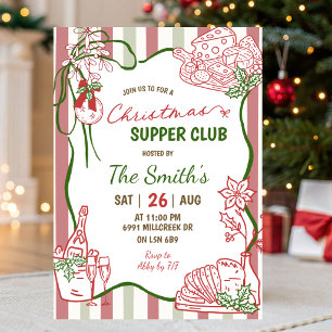 Doodle Handwritten Christmas Supper Club Invitation