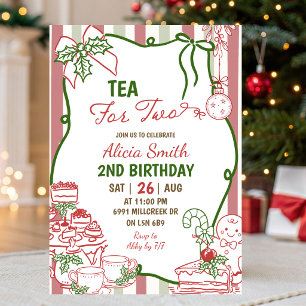 Doodle Handwritten Christmas Tea For Two Birthday Invitation