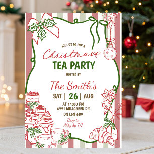 Doodle Handwritten Christmas Tea Party Invitation