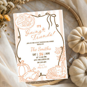 Doodle Handwritten Giving Friends Thanksgiving Invitation