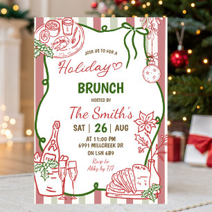 Doodle Handwritten Holiday Brunch Invitation