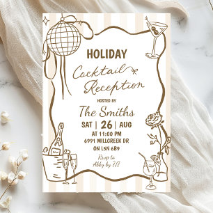Doodle Handwritten Holiday Cocktail Reception Invitation