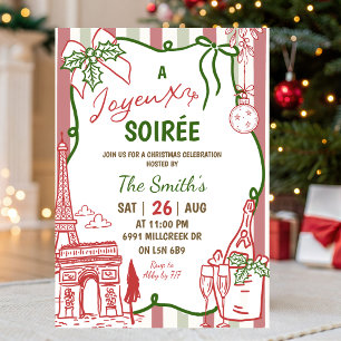 Doodle Handwritten Very Merry Soiree Christmas Invitation