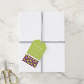 Doodle Heart Pattern Wedding Gift Tag Purple Green (With Twine)