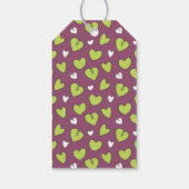 Doodle Heart Pattern Wedding Gift Tag Purple Green (Back)