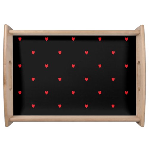 Doodle Heart Patterns Red Black Custom Cute Gifts Serving Tray