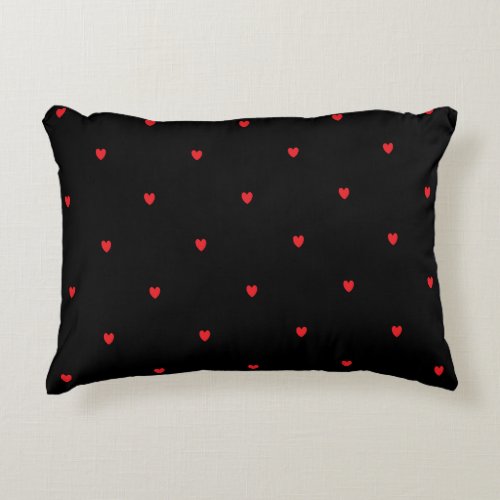 Doodle Heart Patterns Red Black Custom Cute Lovely Accent Pillow