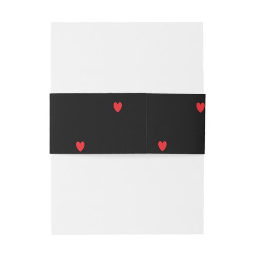 Doodle Heart Patterns Red Black Custom Cute Lovely Invitation Belly Band